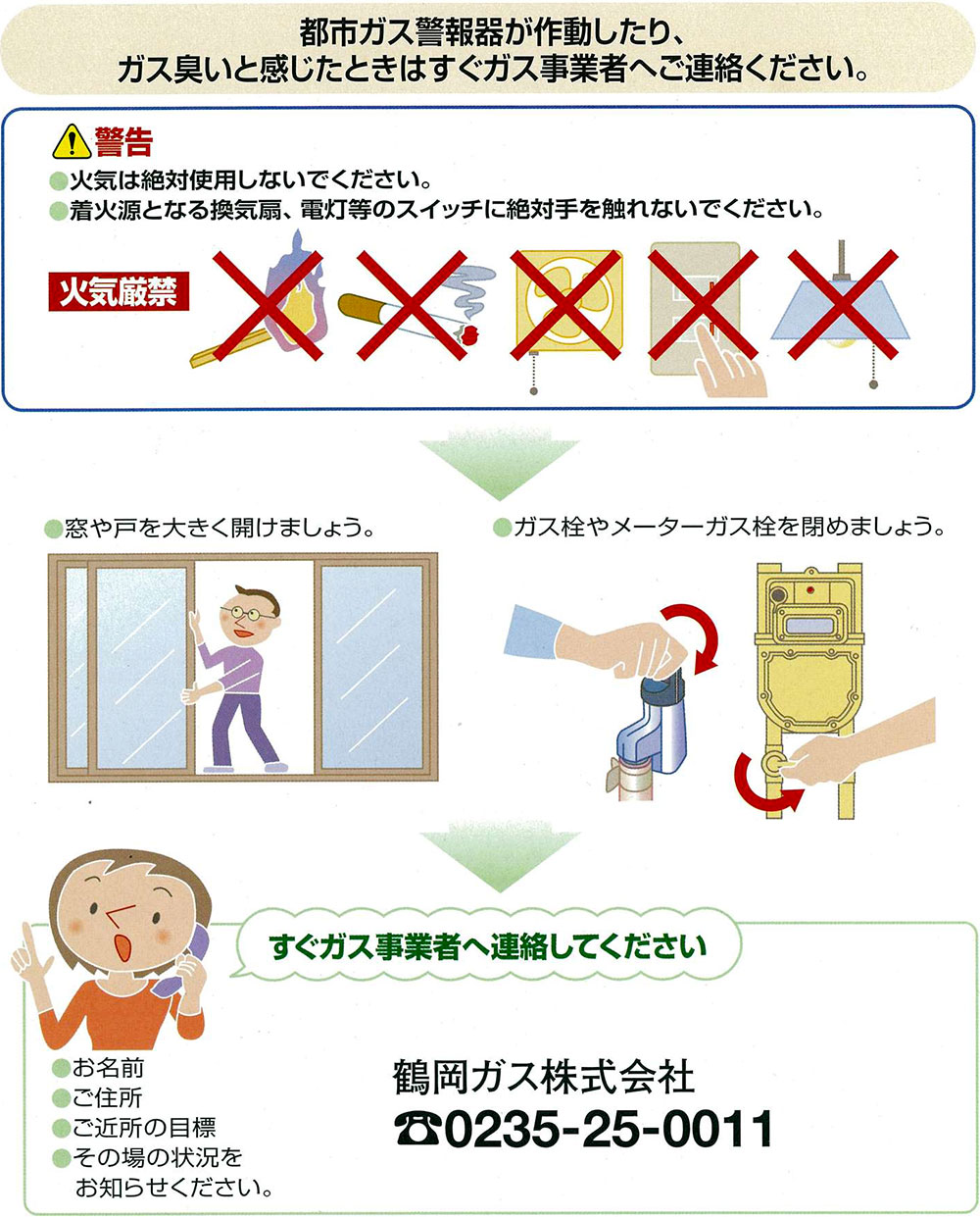 ガス臭いときの対処法